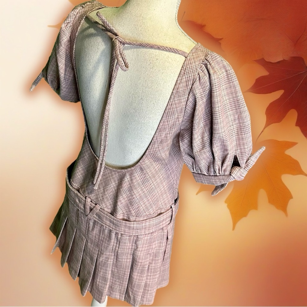 NWOT Free People ‘Sevi’ Plaid Belted Mini Dress in “Gray & Pink Combo” Sz Small - Picture 12 of 16